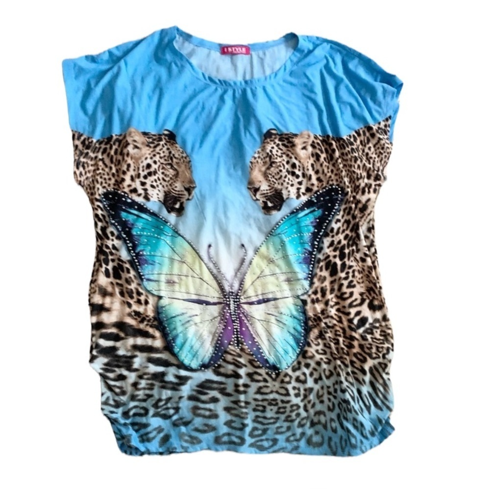 I STYLE | Tiger Print Butterfly Short Style OS XL